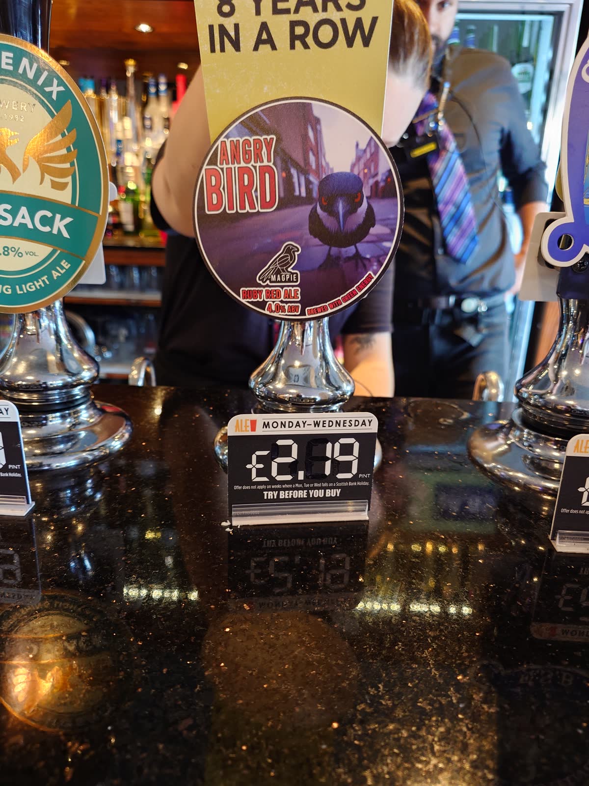 Magpie Angry Bird on the pumps