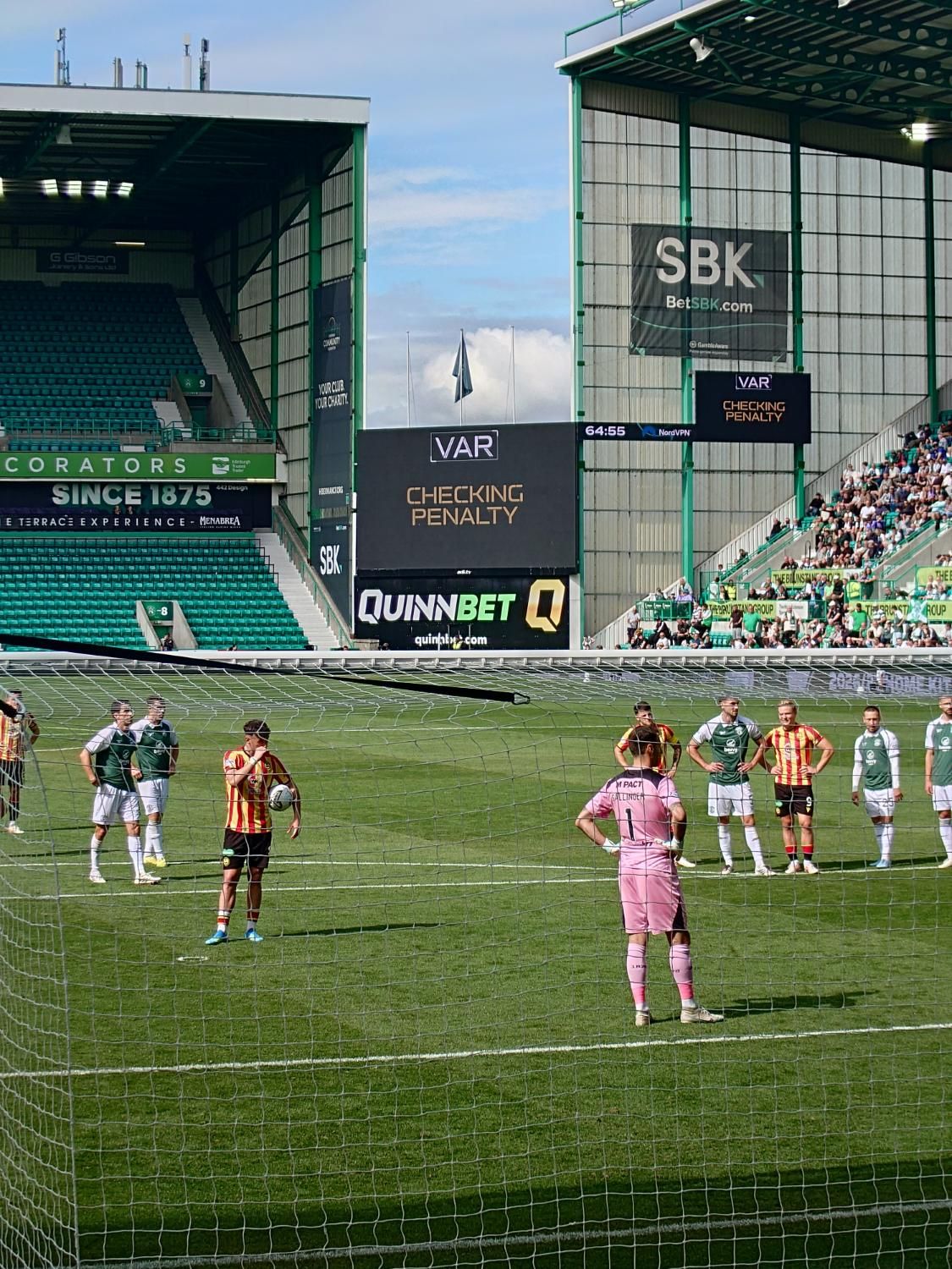 Easter Road, Hibernian vs Partick Thistle – VAR checking a penalty